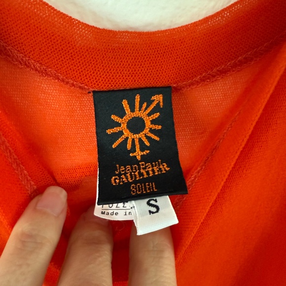 Jean Paul Gaultier Soleil Vintage RED Mesh Body-con Maxi Sleeveless Dress size S - Picture 9 of 11